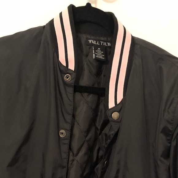 Full Tilt black pink trim bomber jacket size m - Picture 8 of 8